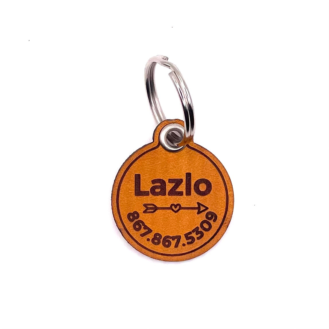 Custom Full Grain Leather Pet Tag - No Jingle, Silent ID Tag for Dogs and Cats