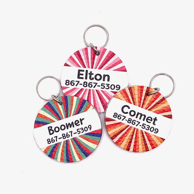 Custom Leather Round Pet Tag - 10 + Color Burst Styles