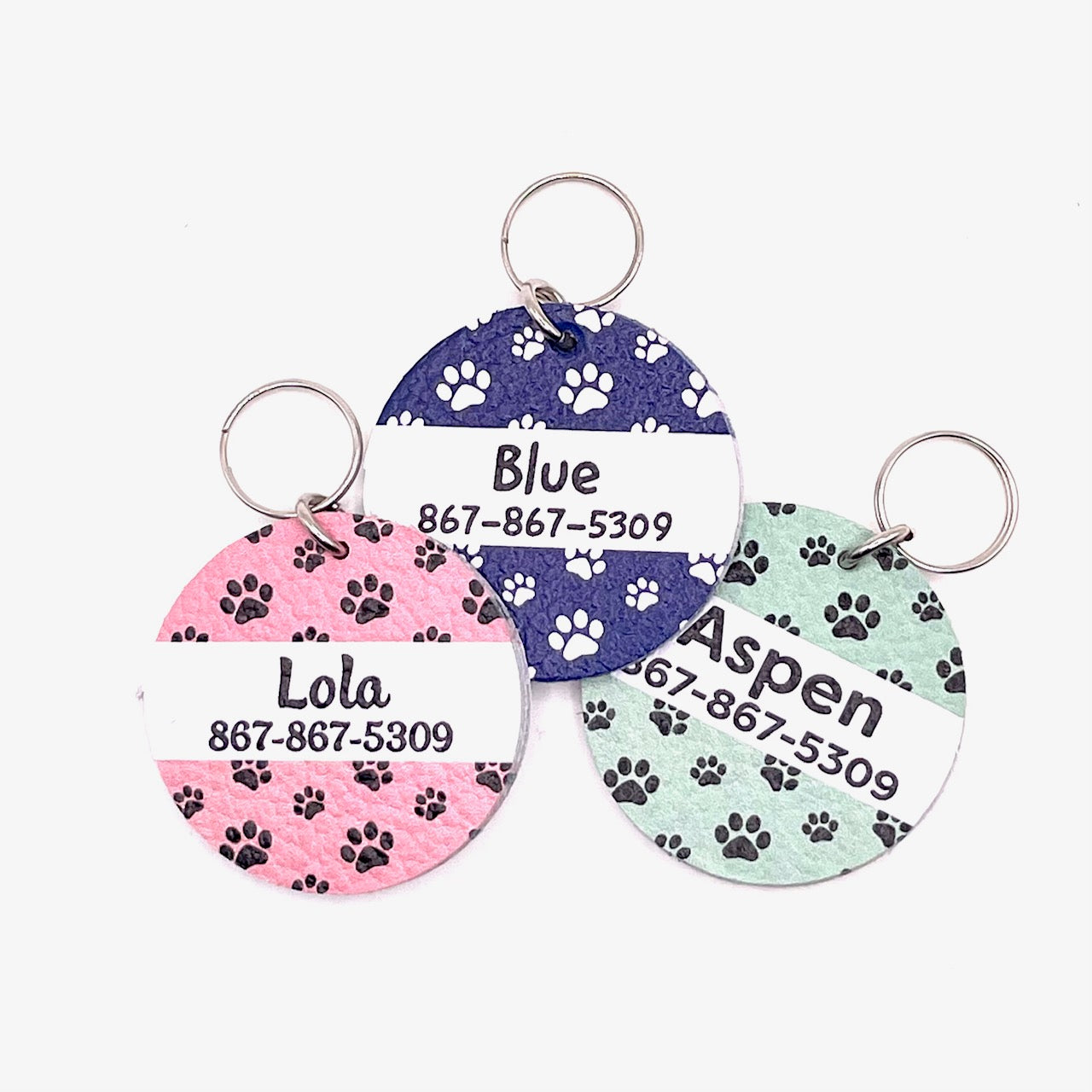 Custom Leather Round Pet Tag - 10 + Paw Print Styles