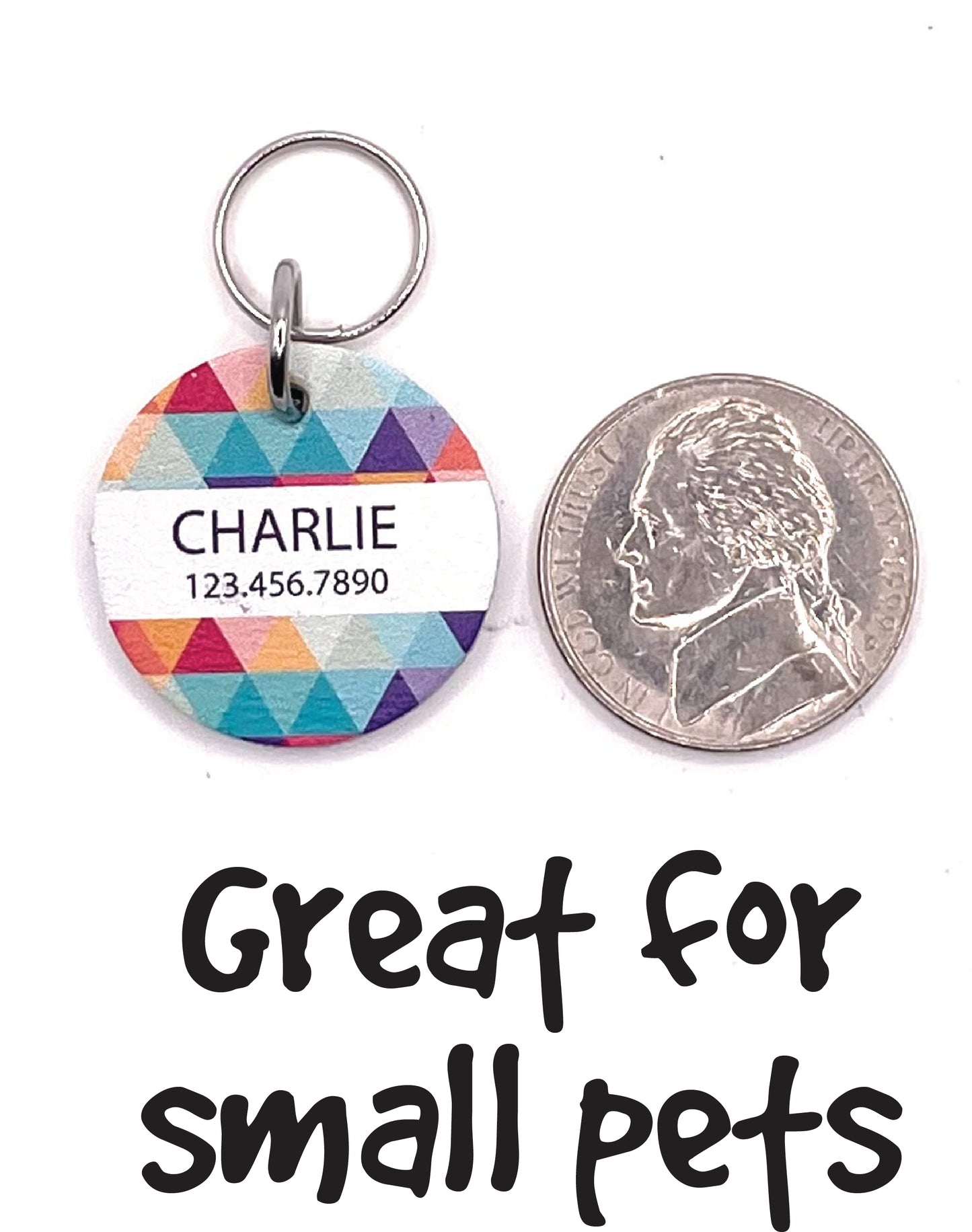 Small Round Leather Pet Tag - 7 Grapefruit Styles